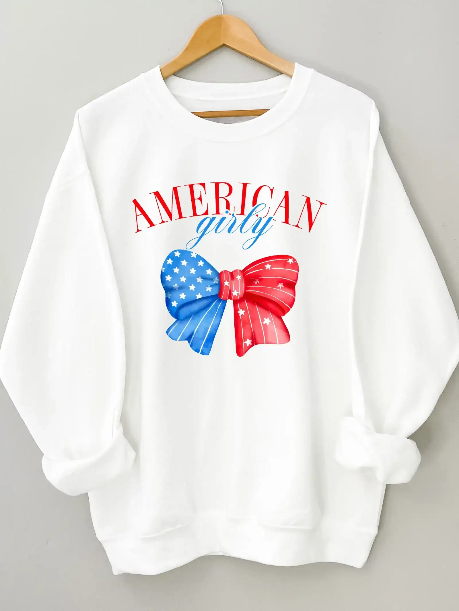 American Girly Patriotic Bow Graphic Sweatshirt