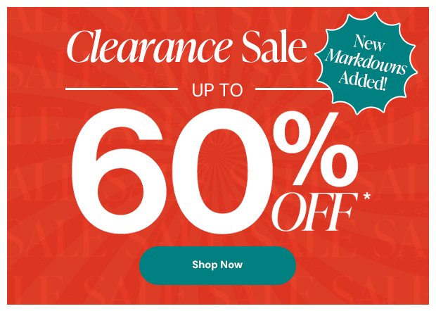 SAVE up to 60% Off All Clearance