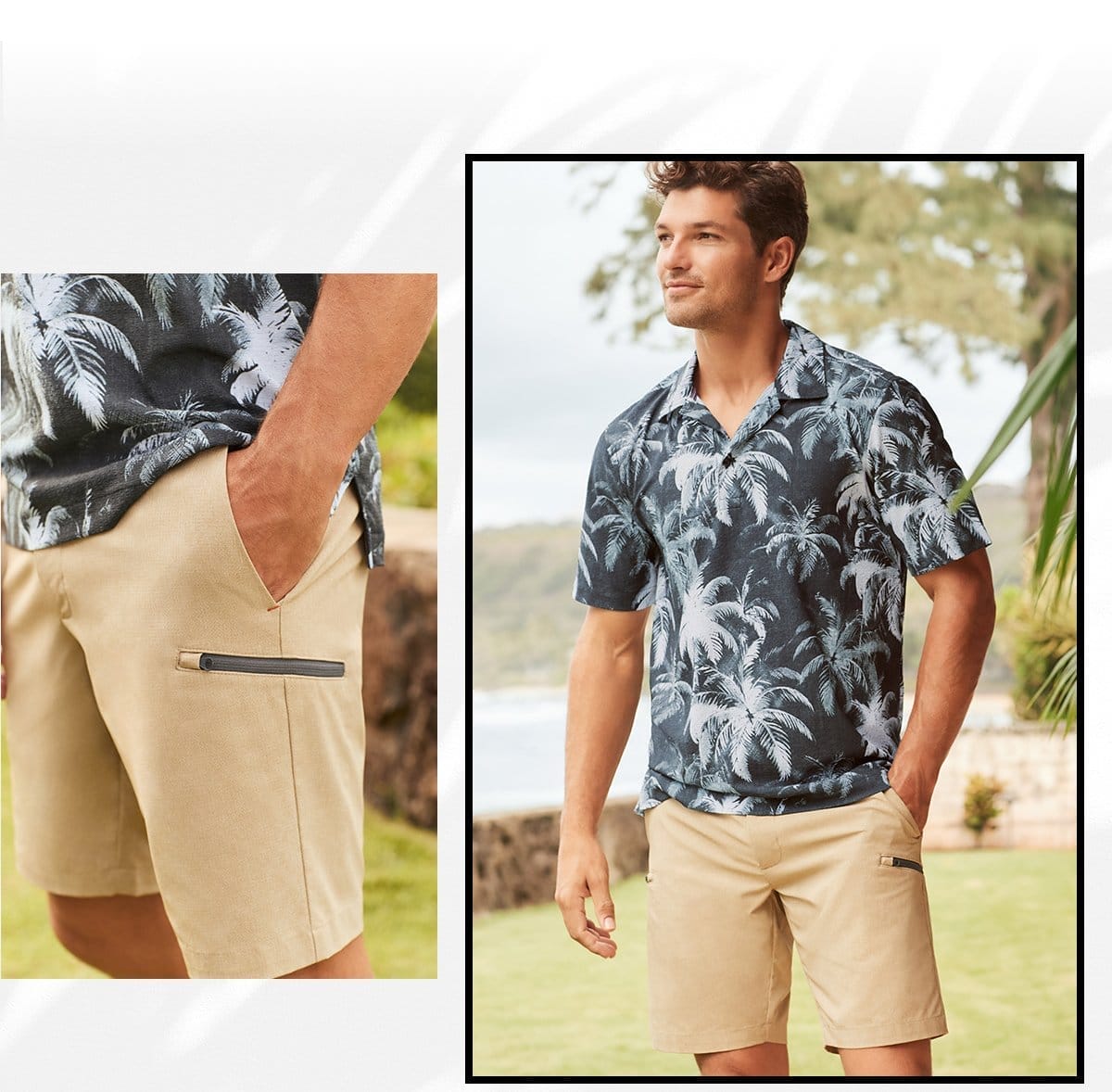 The Bahama Coast Cargo: Moisture wicking, light, microperforated fabric, cargo pocket with zipper.