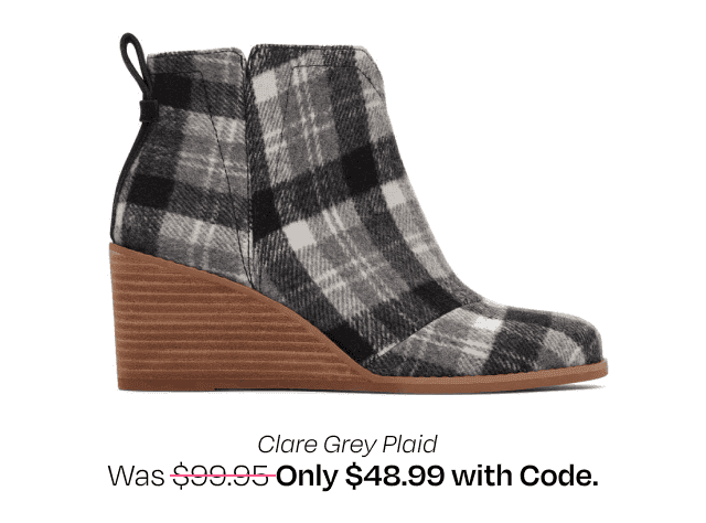 Clare Grey Plaid Wedge Boot