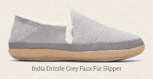 India Drizzle Grey Faux Fur Slipper