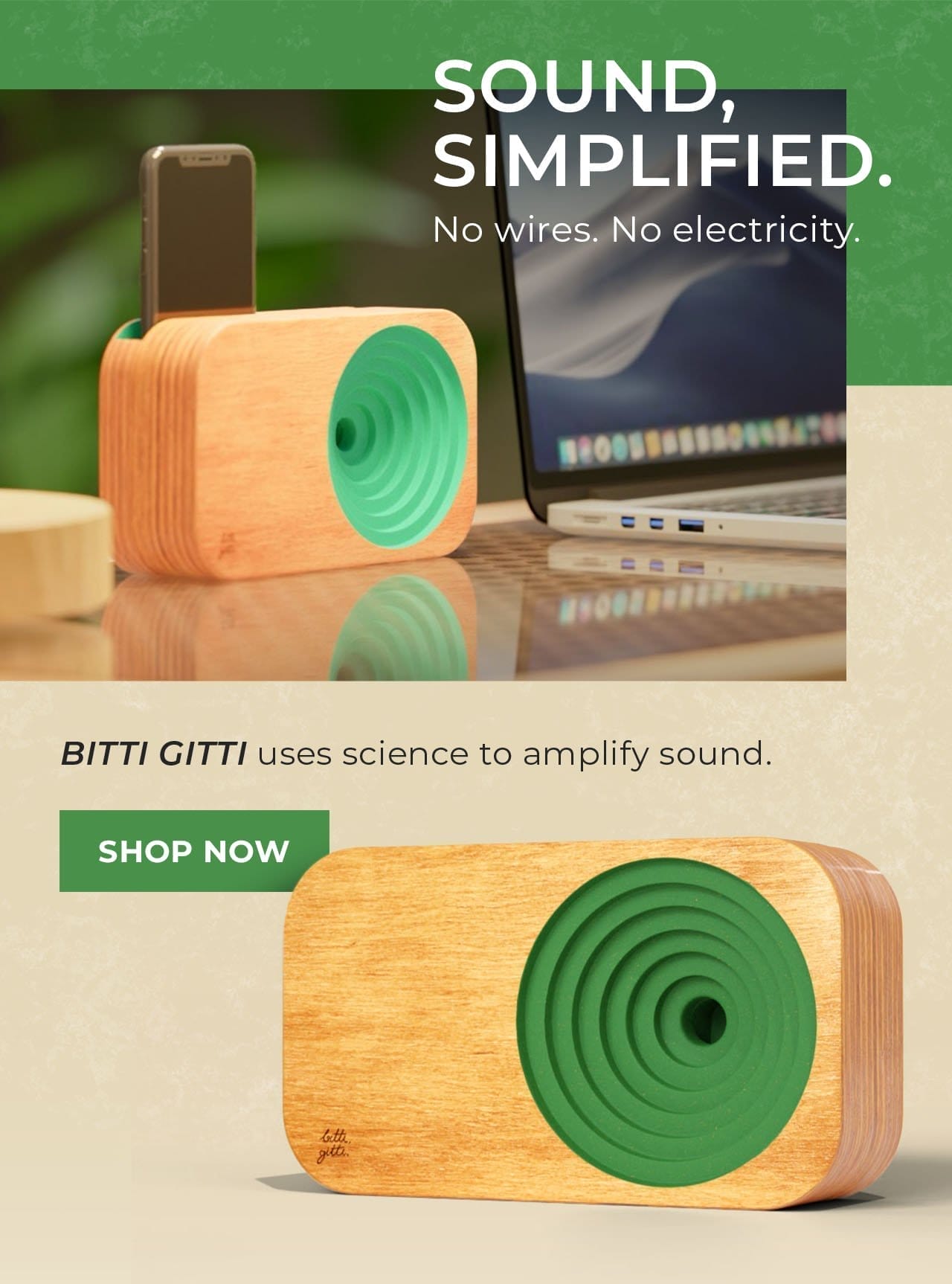 Racing Green Wooden Sound System | SHOP NOW