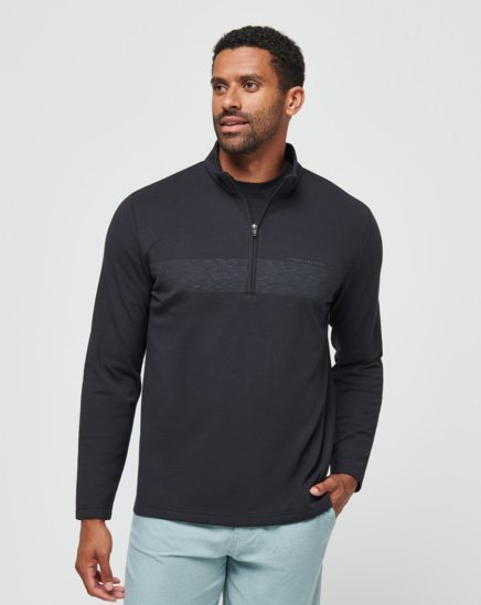 UPGRADED FLEECE CHEST STRIPE QUARTER ZIP