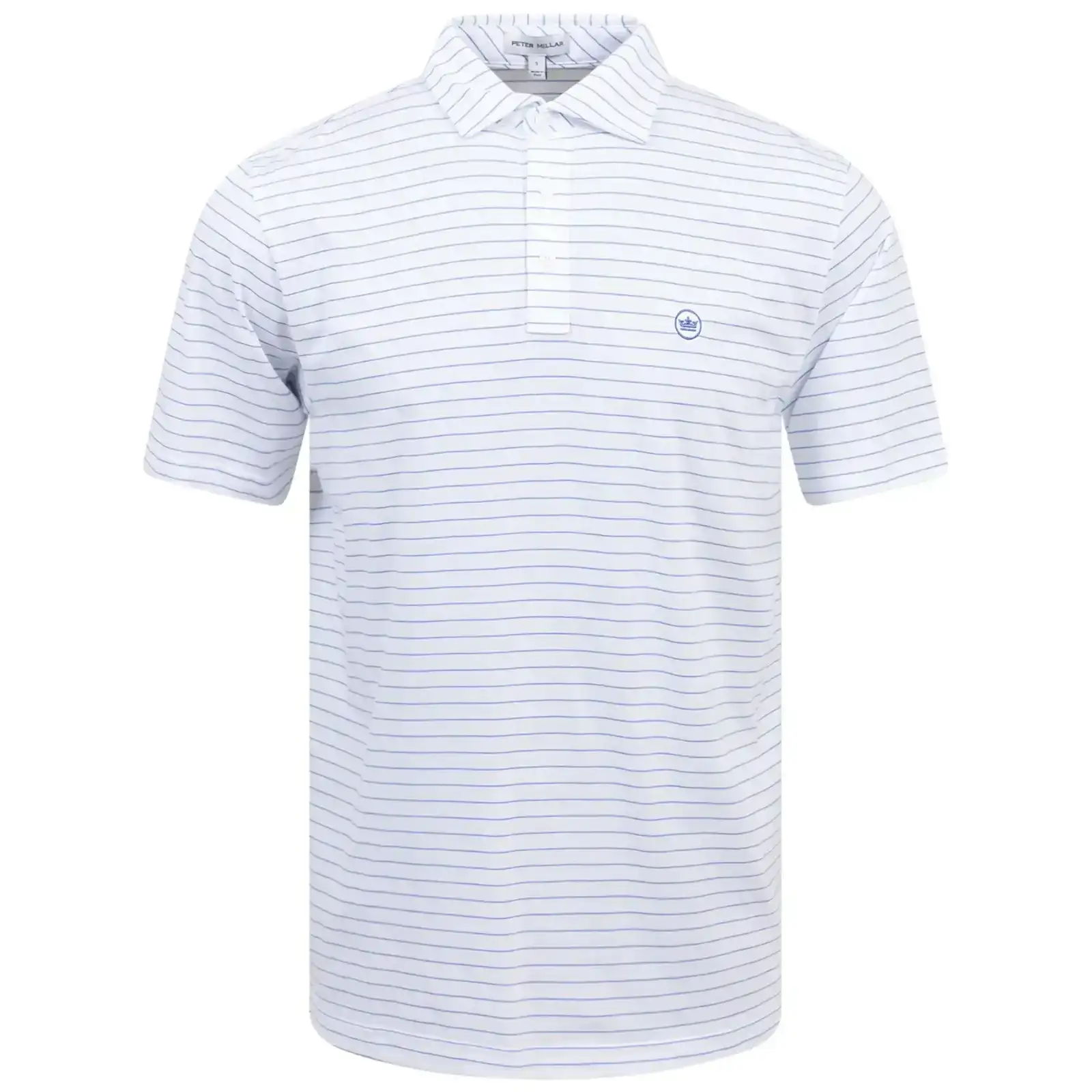 Image of Crown Classic Fit Cotton Stripe Polo Maritime Blue - SS24