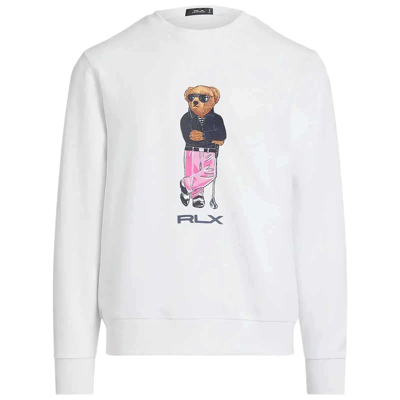 Image of RLX Classic Fit Crew Neck Bear Sweatshirt Ceramic White - SS24