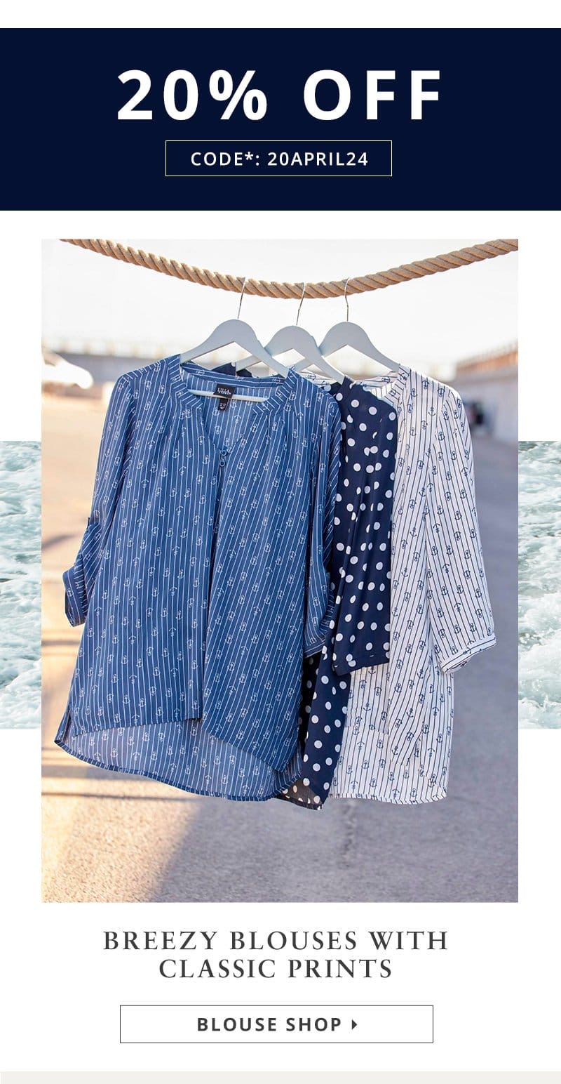 Breezy blouses with classic prints. make button