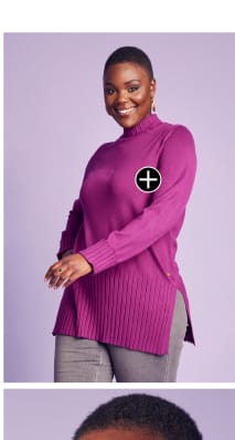 Long Sleeve Mock Turtleneck Ribbed Knit Sweater