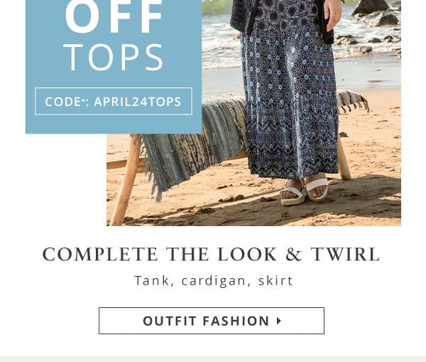 Complete the look & twirl. Tank, cardigan, skirt.