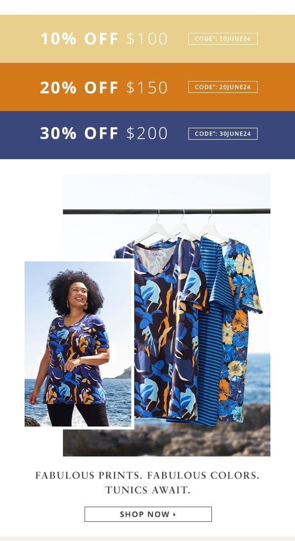 Fabulous prints. Fabulous colors. Tunics await.