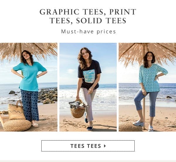 Graphic tees, print tees, solid tees. Must-have prices.