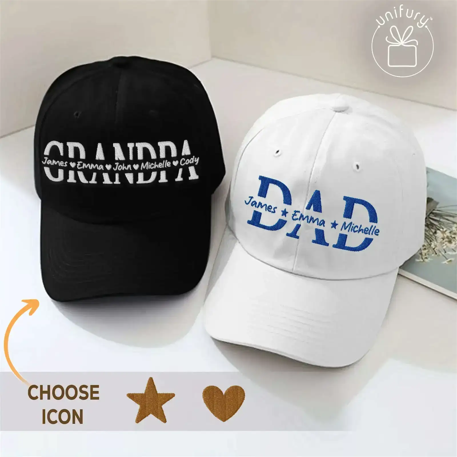 Image of Custom Kids Name, Personalized Dad Gift Embroidered Hat