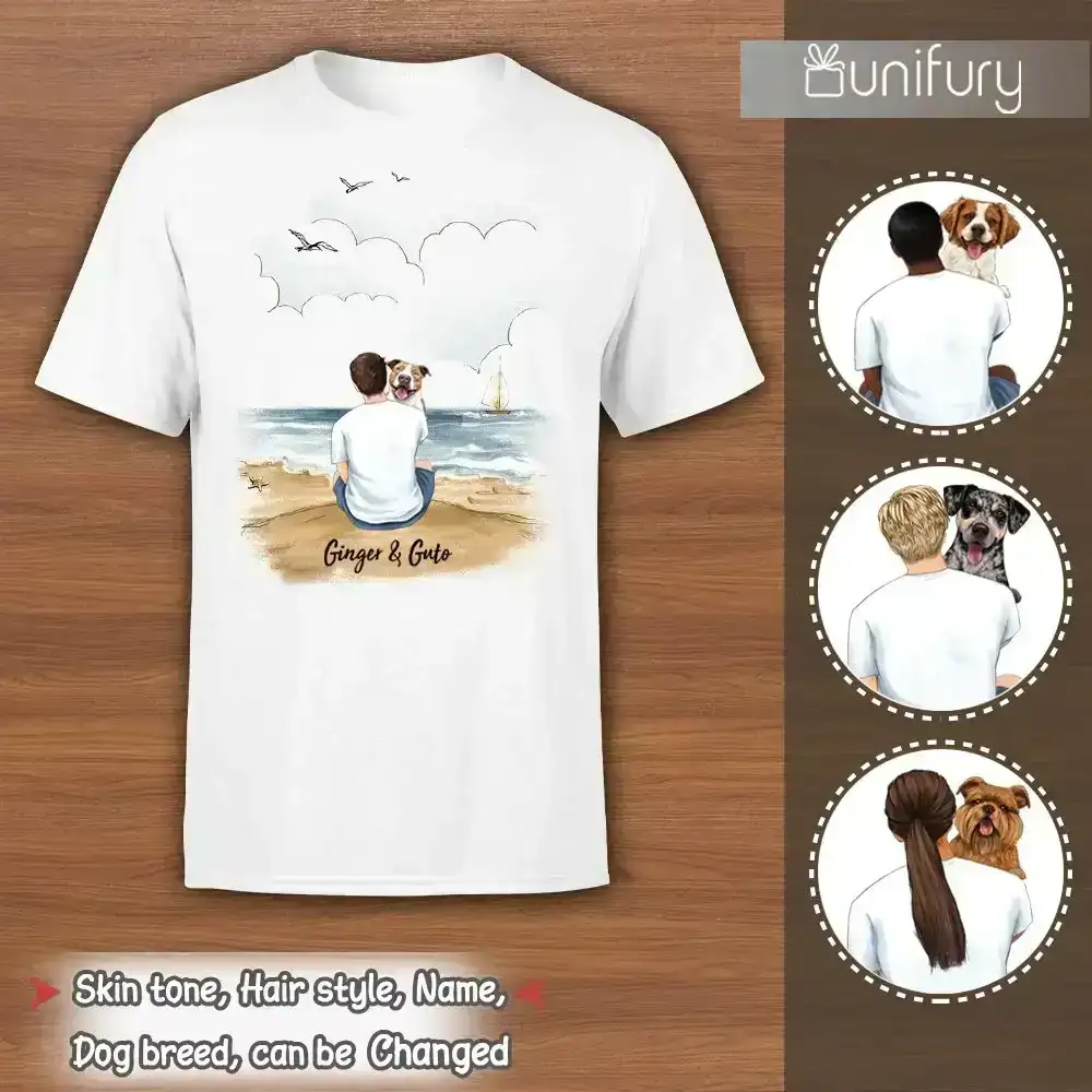 Image of Personalized T-shirt Gifts For Dog Lovers - Dog Dad - Beach