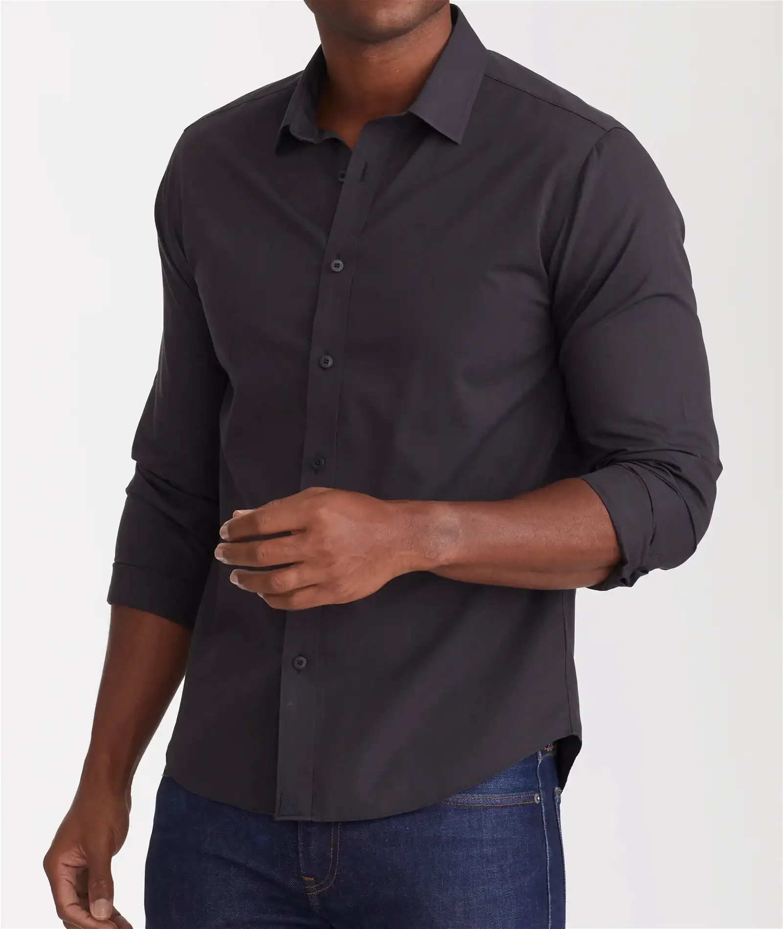 Image of Wrinkle-Free Black Stone Shirt