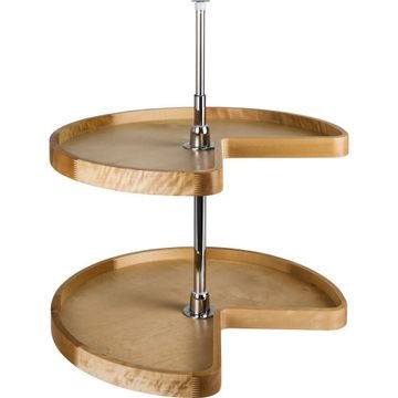 Hardware Resources Kidney Two Shelf Wood Lazy Susan Set