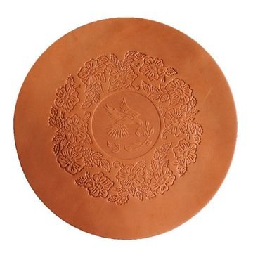 ROUND LEATHER SEAT W/DOVE OF PEACE PATTERN