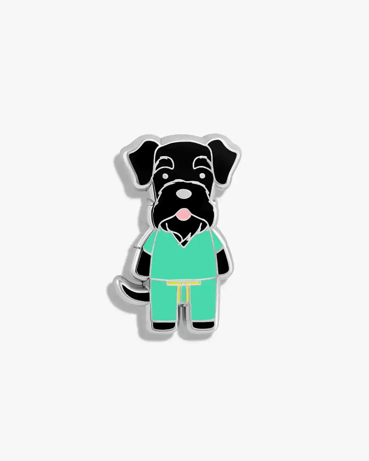 Image of Schnauzer in Scrubs Lapel Pin