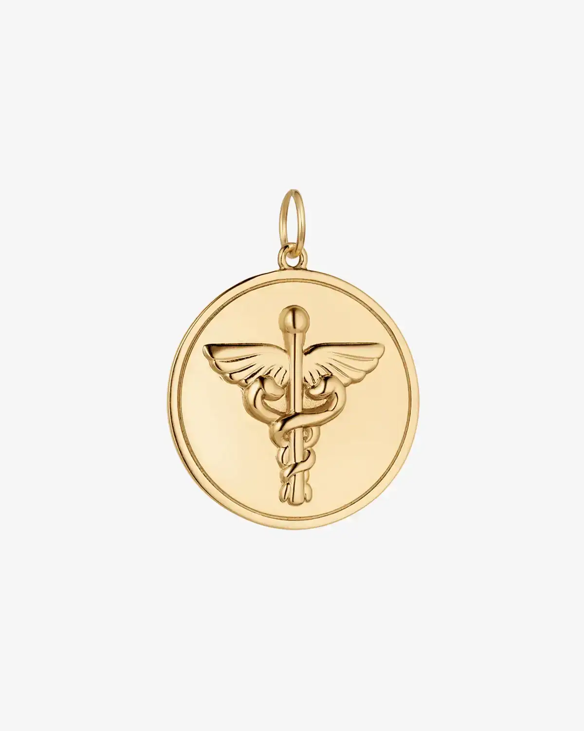 Image of Modern Caduceus Medallion Charm