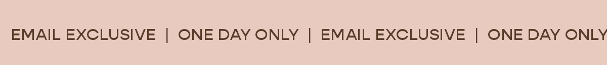 Email Exclusive. One Day Only.