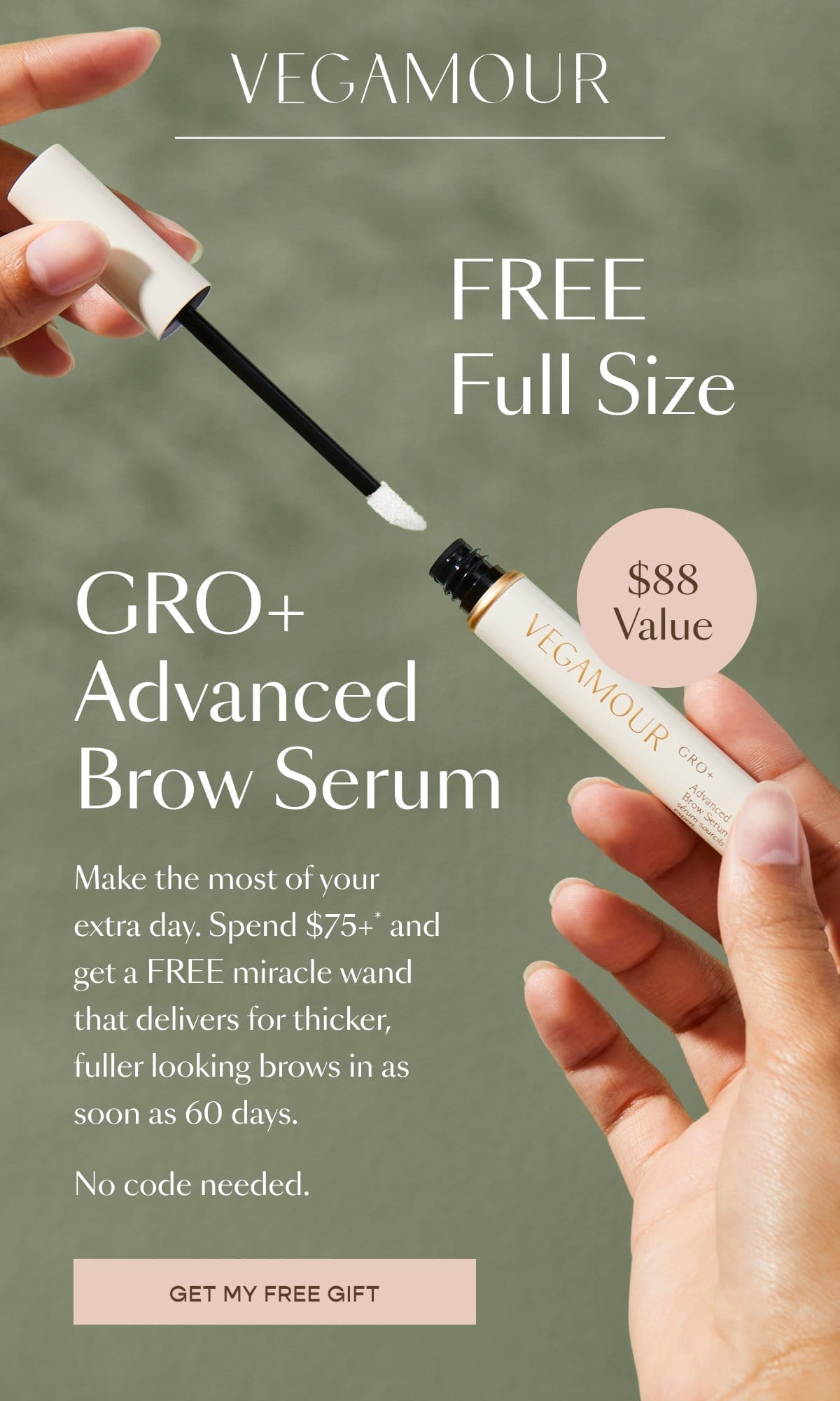 Vegamour. Free Full Size GRO+ Advanced Brow Serum.