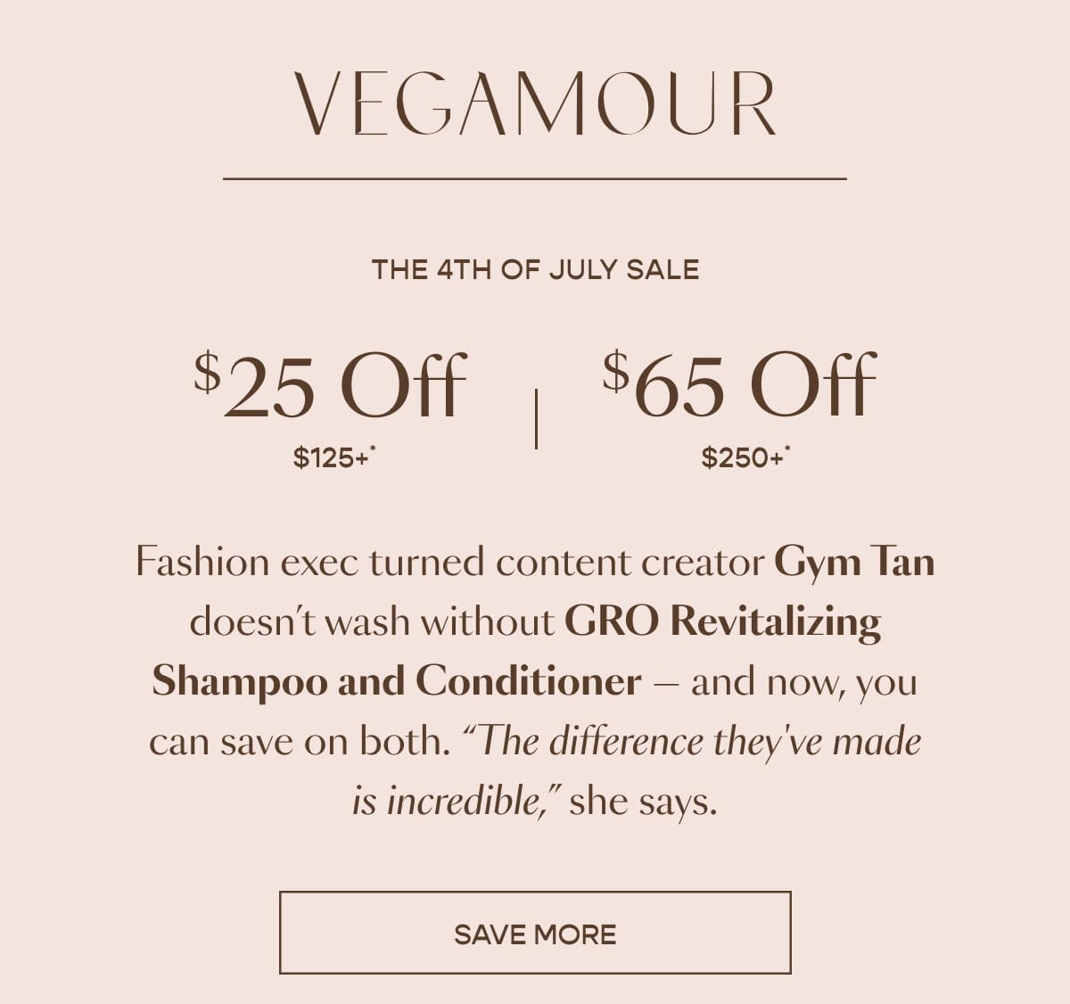 Vegamour. The 4th of July Sale.