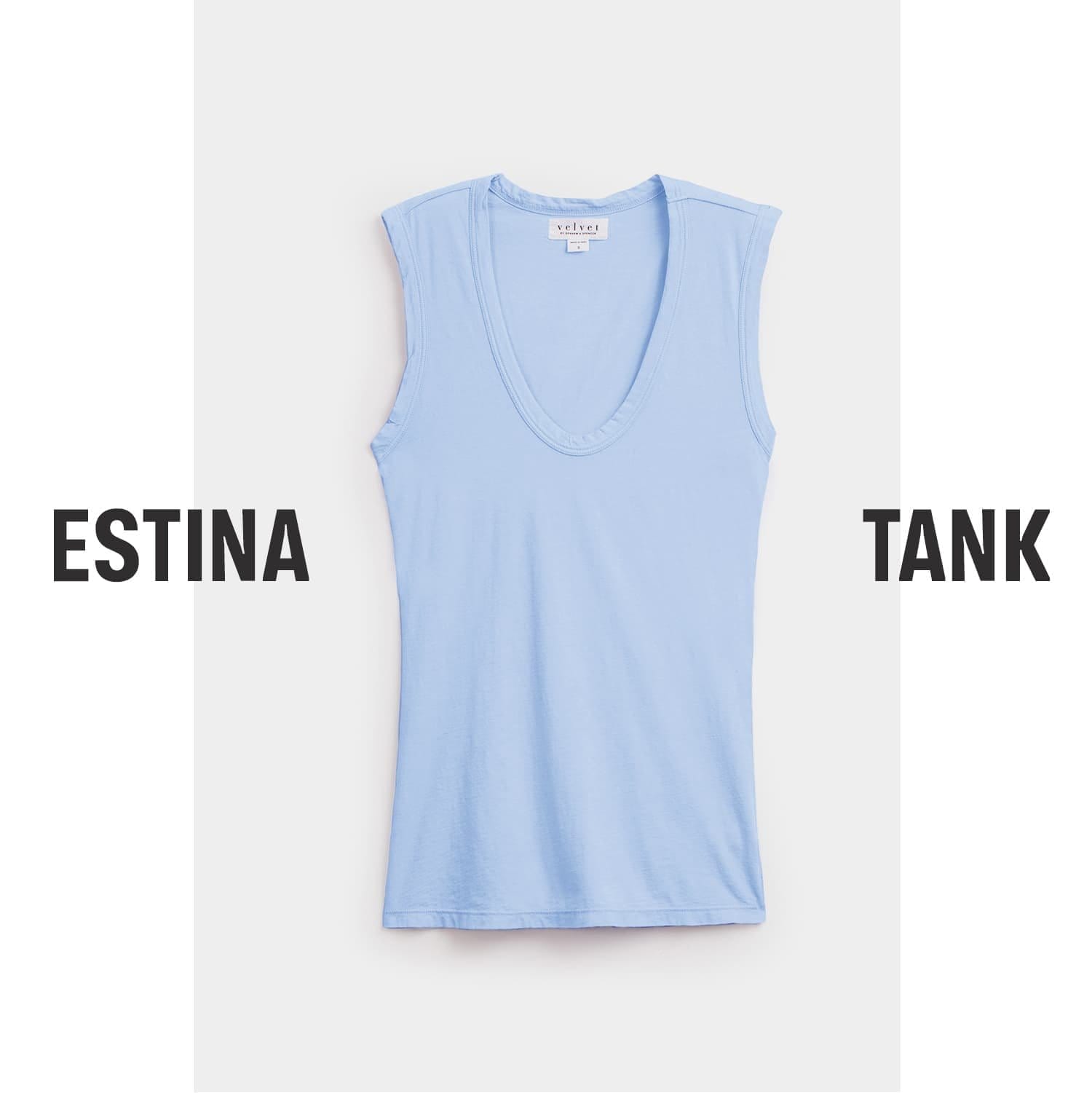 Featuring the Estina Gauzy Whisper Fitted Tank Top