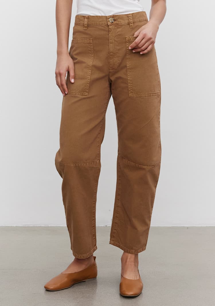 Model wearing the Mya Cotton Canvas Pant