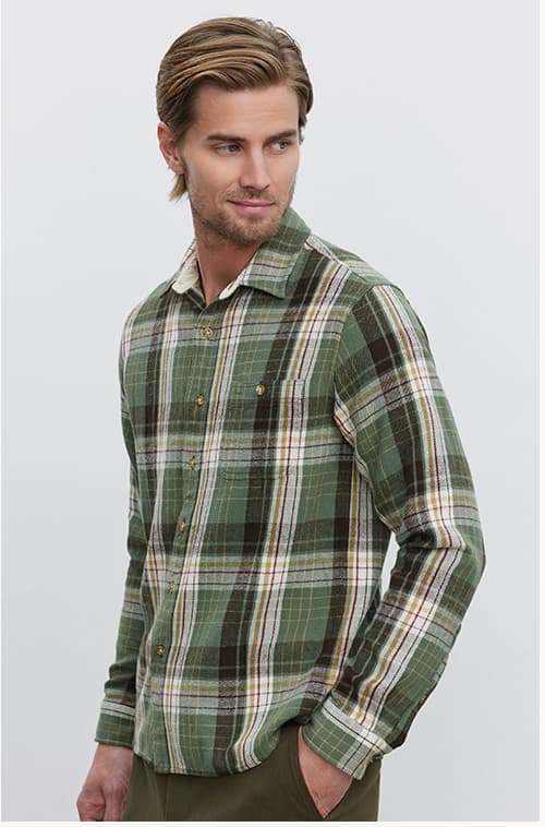 Model wearing the Waylon Button-Up Shirt