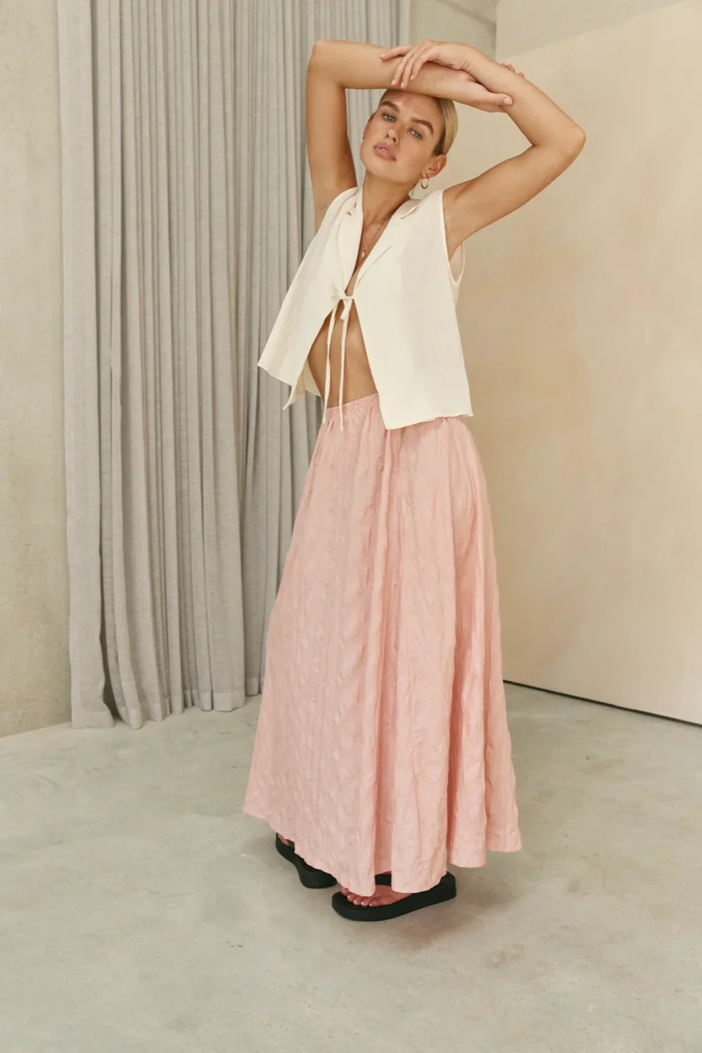 Image of Solara Midi Skirt Pink