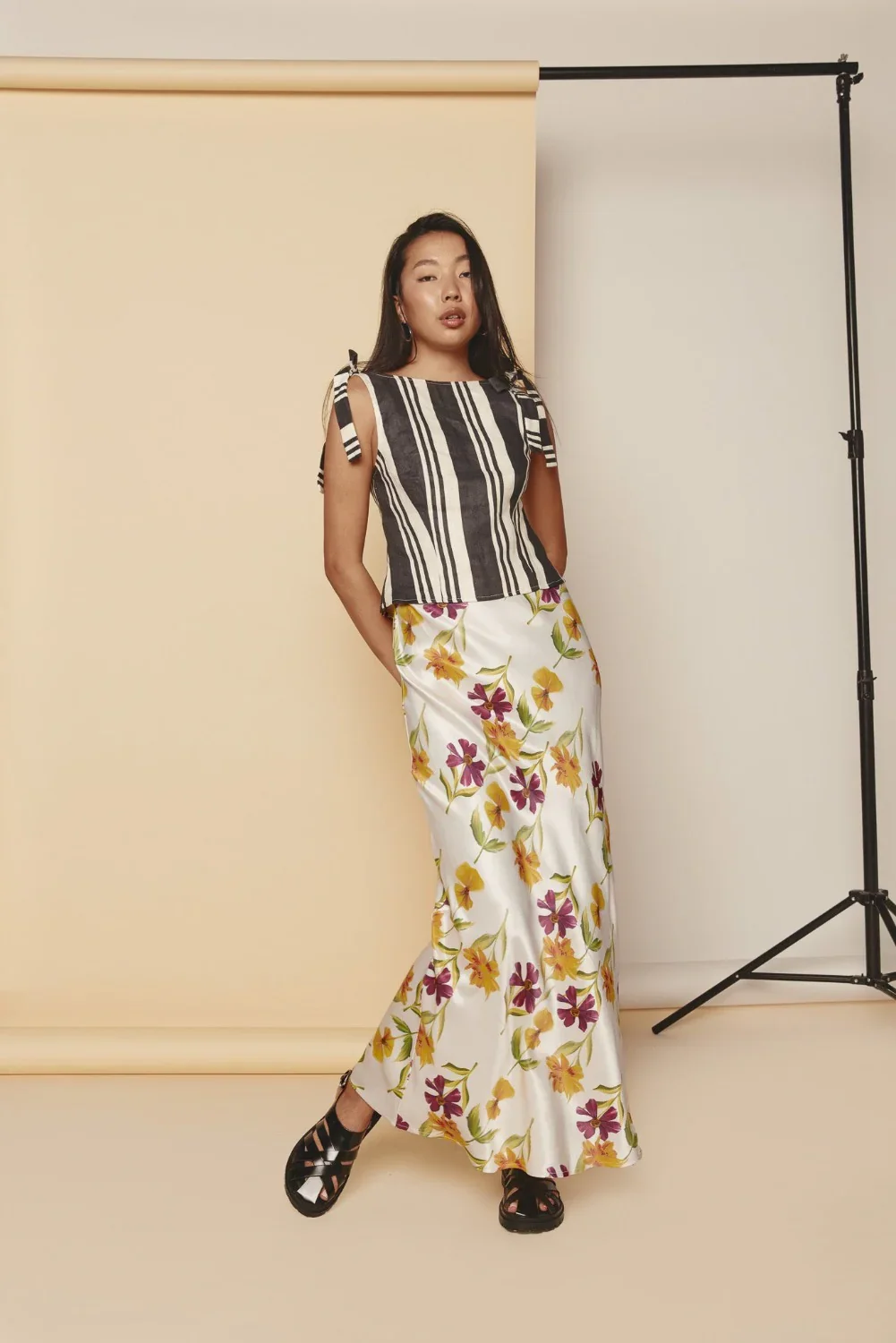 Image of Kiara Bias Cut Maxi Skirt Flora