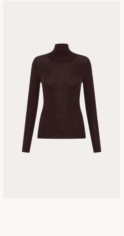 Merino Funnel Neck Ribbed Knit 