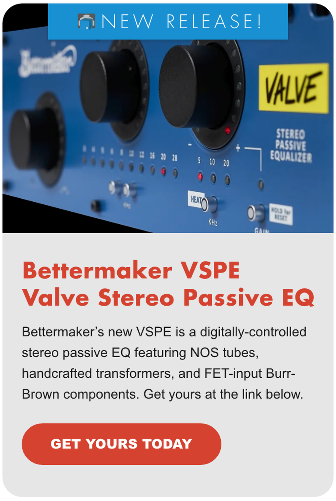 NEW! Bettermaker VSPE Valve Stereo Passive EQ