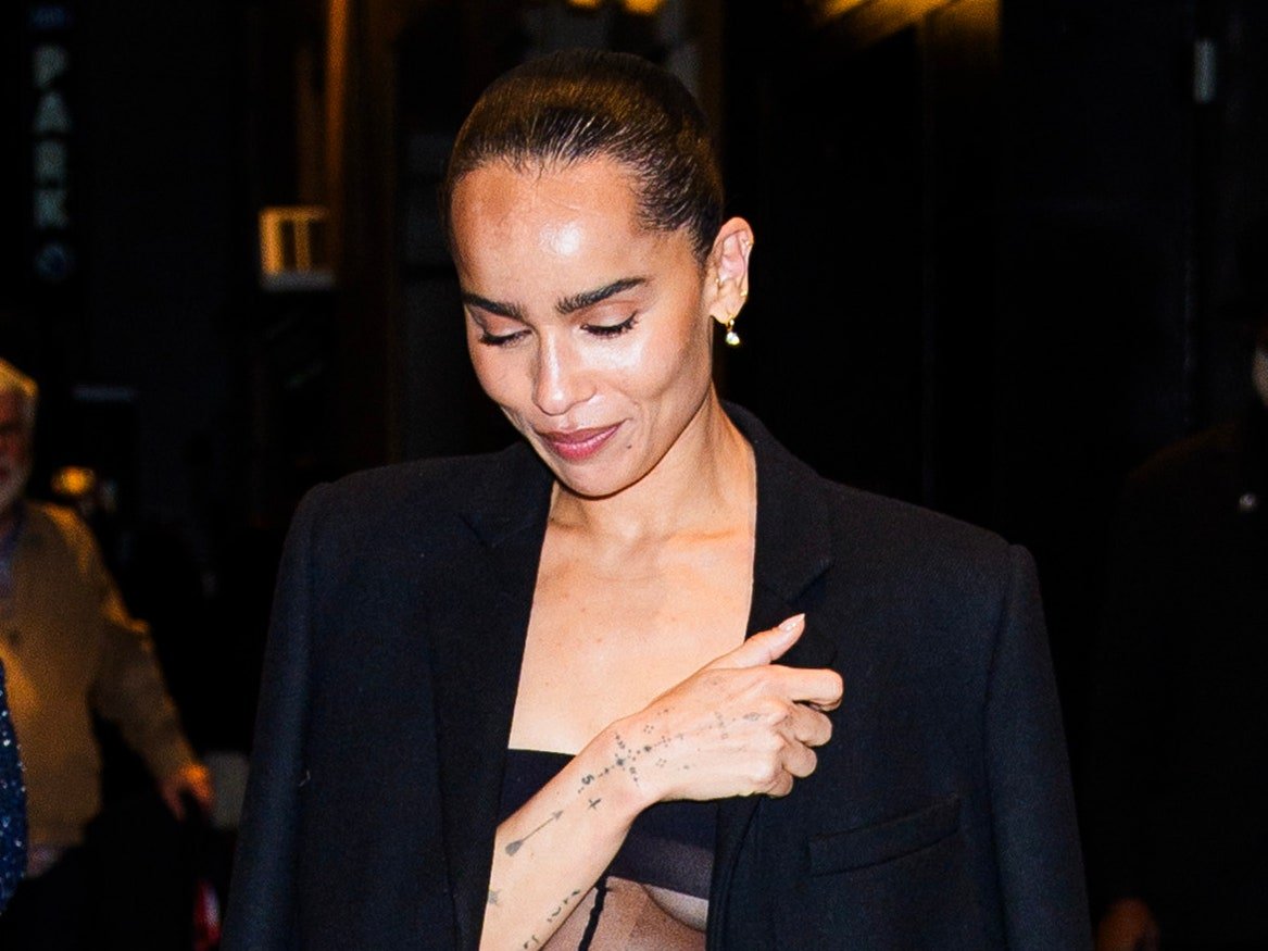 Zoë Kravitz Nails All-Black— <br> and Sheer!—Dressing