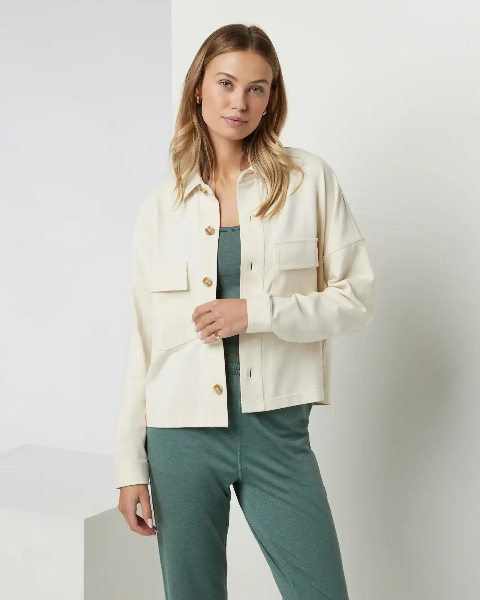 Image of Mackenzie Cropped Shirt Jacket | Natural