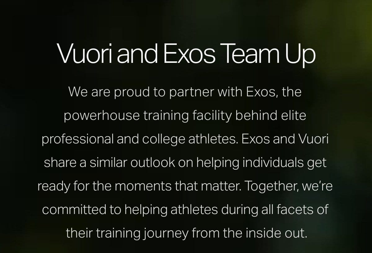 Vuori and Exos Team Up