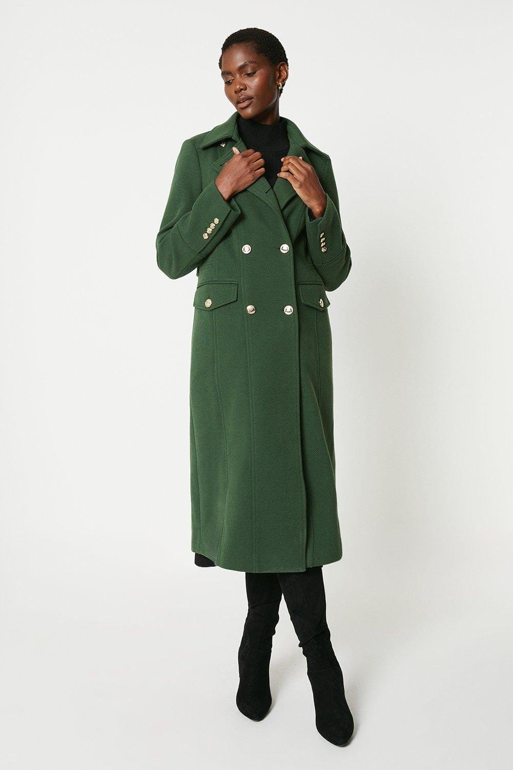 Twill Military Pocket Detail Coat