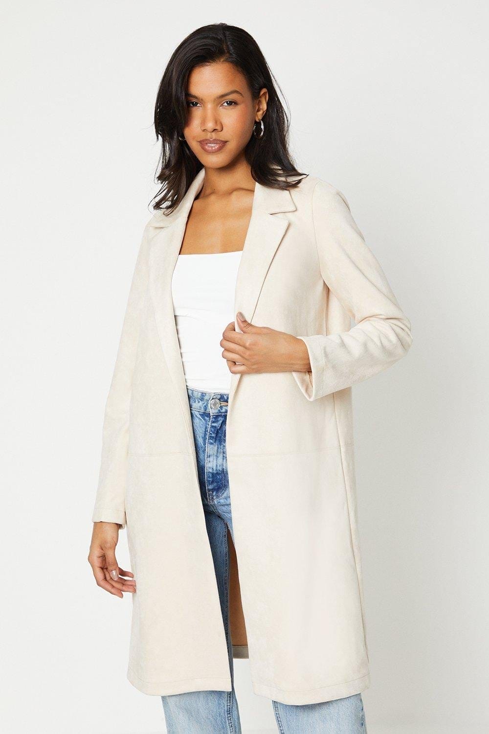 Suedette Belted Longline Jacket