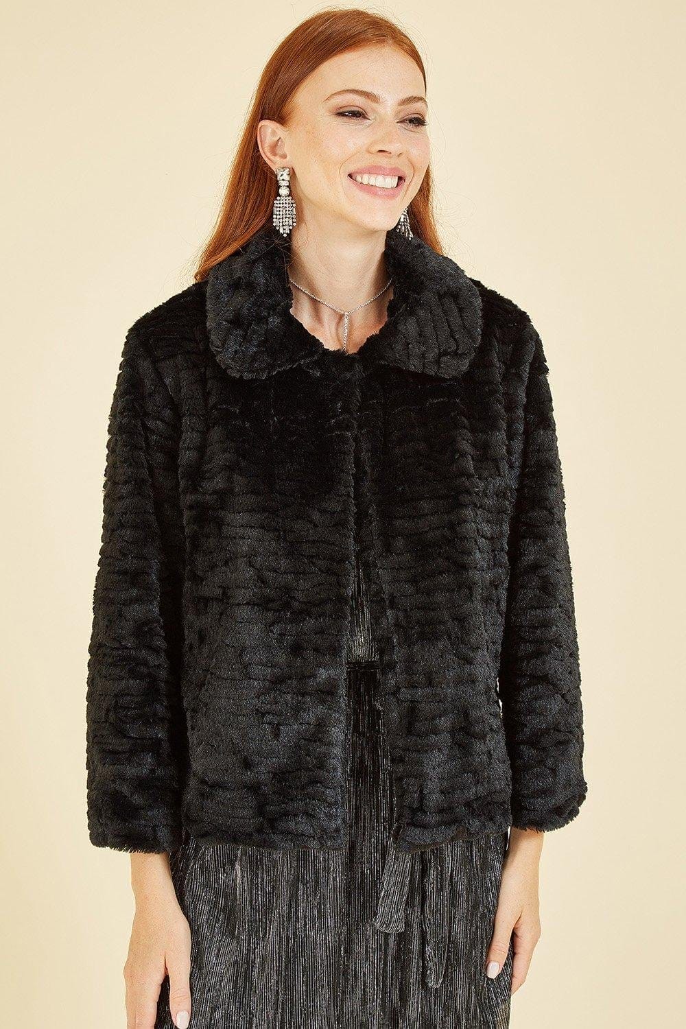 Black Faux Fur Short Jacket