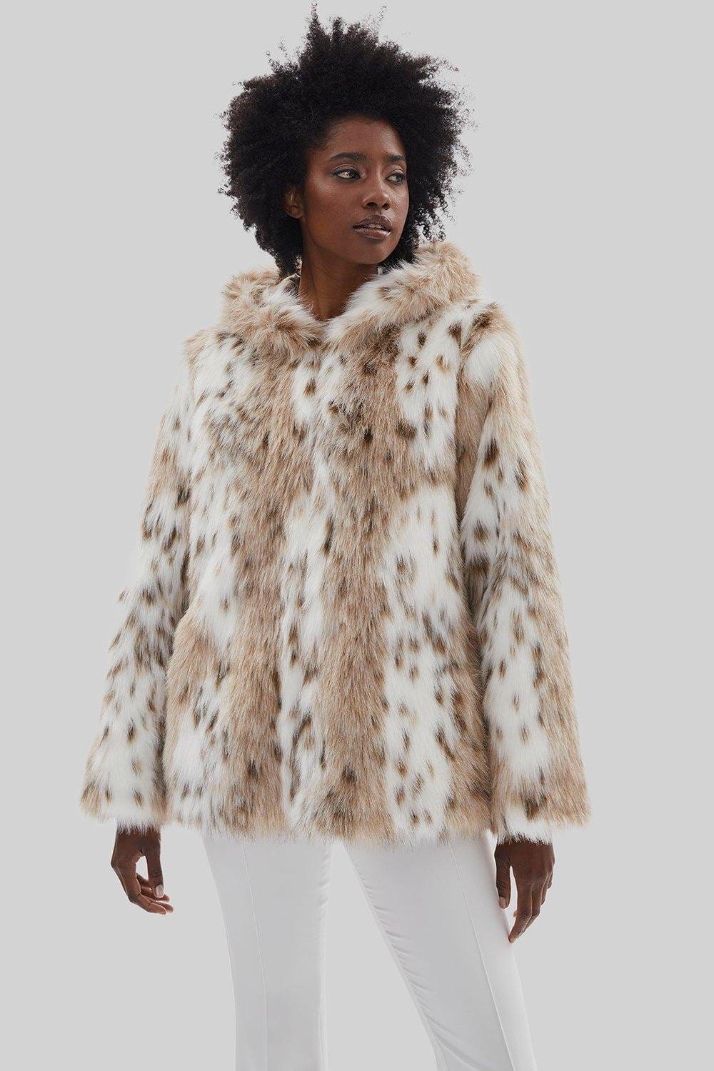 Lynx Hooded Faux Fur Jacket