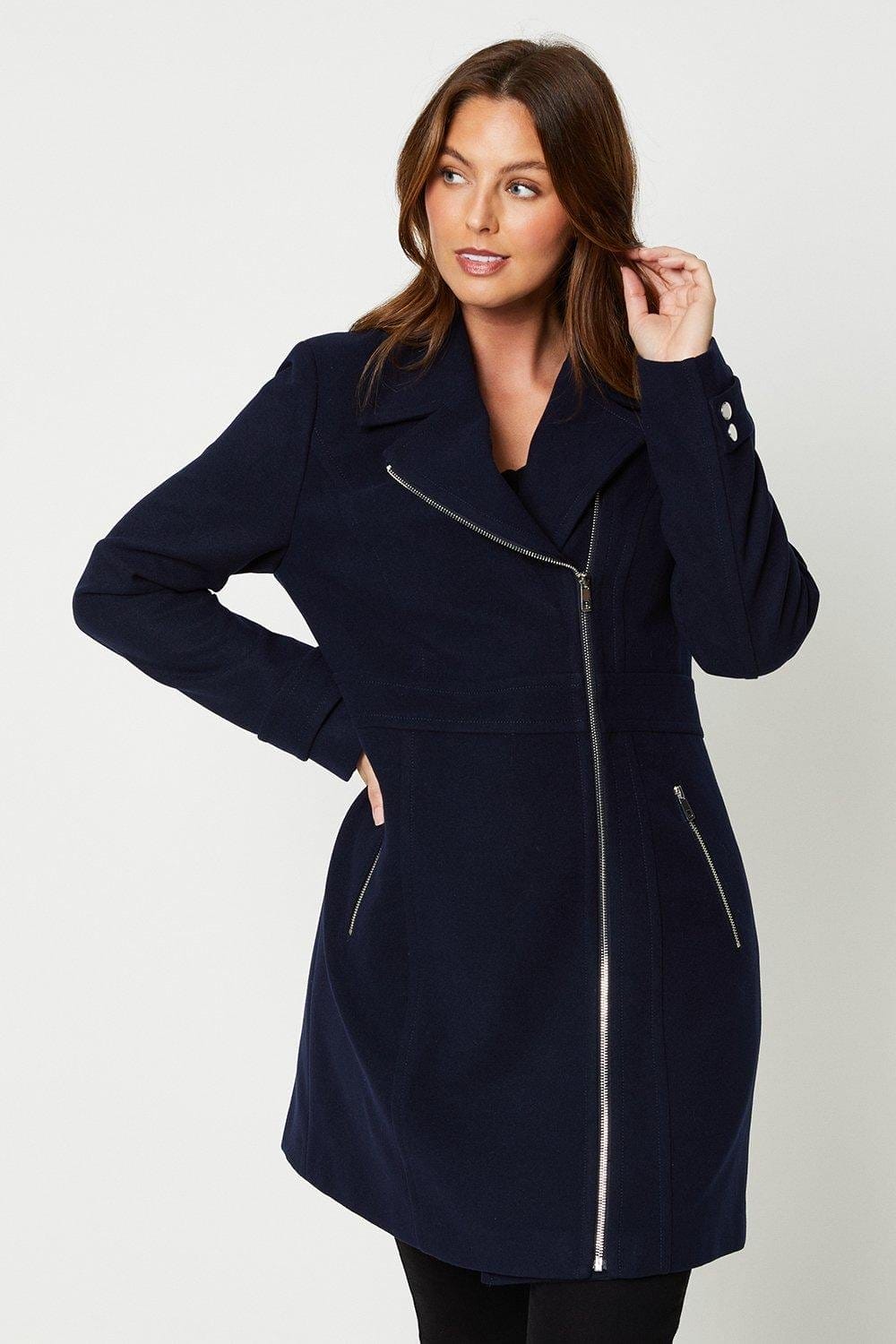 Faux Wool Biker Coat