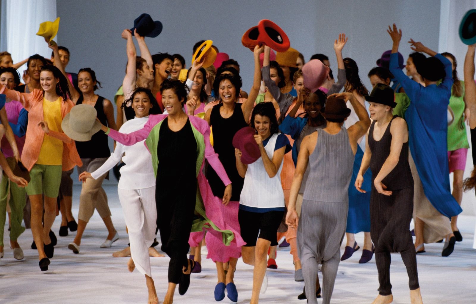 models celebrating on catwalk