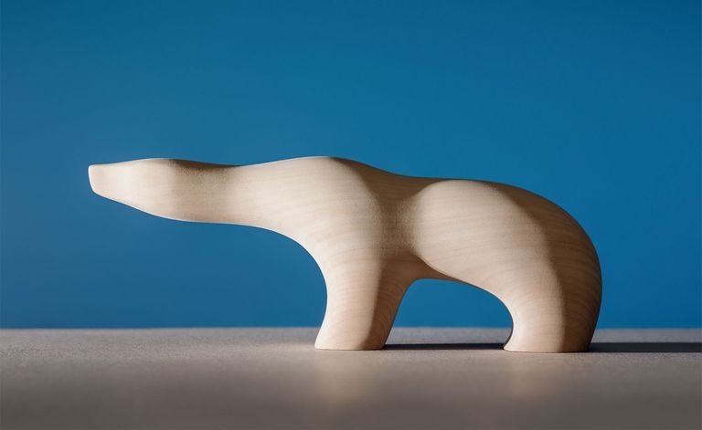 Carved wooden polar bear