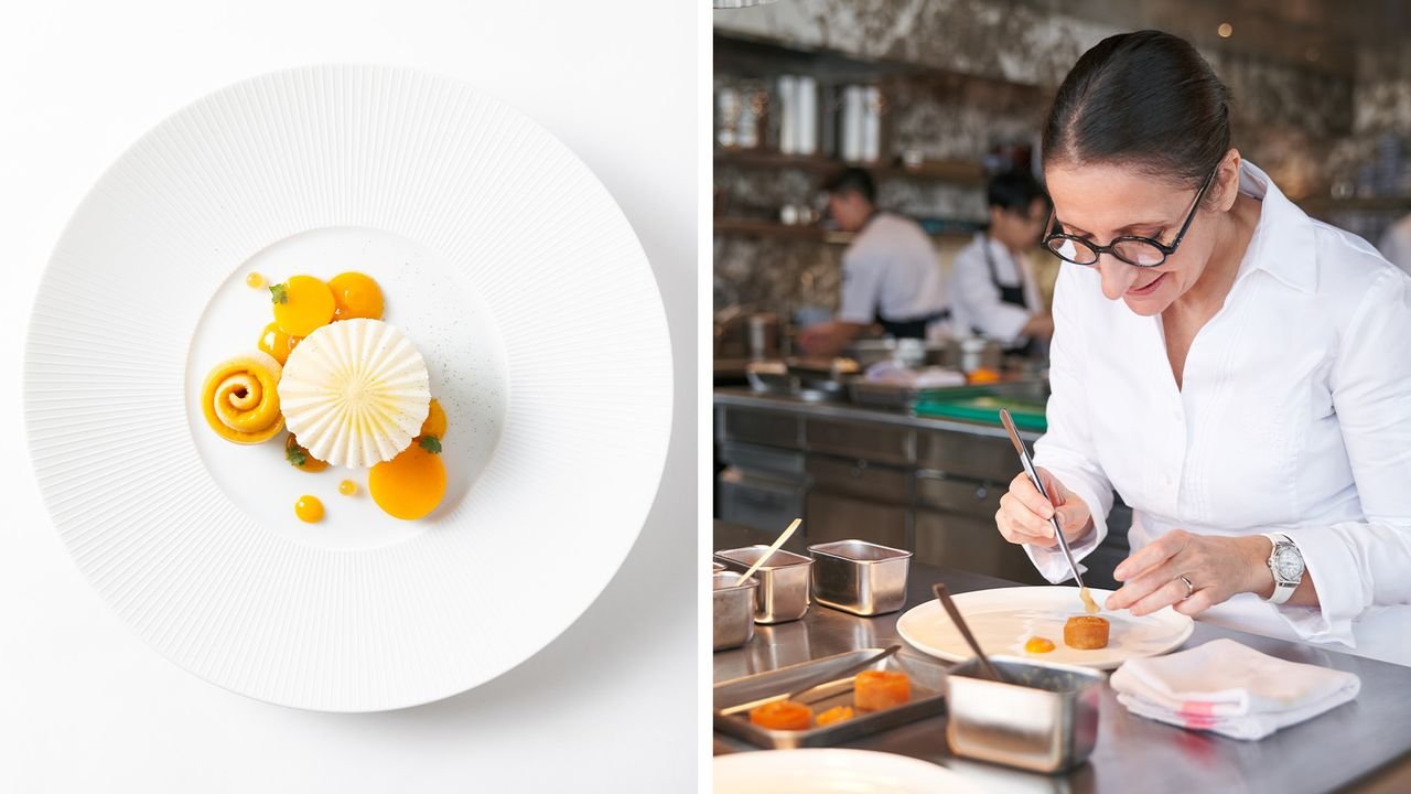 Chef preparing dish in restaurant