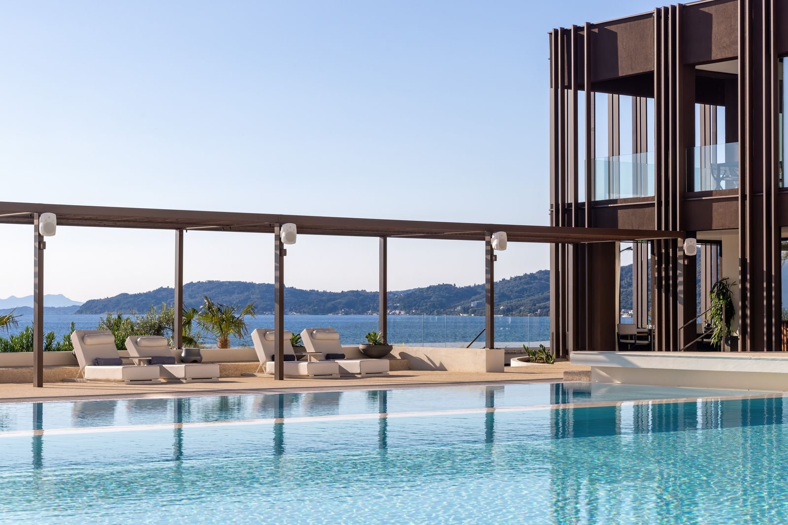 pool and sea view at corfu hotel
