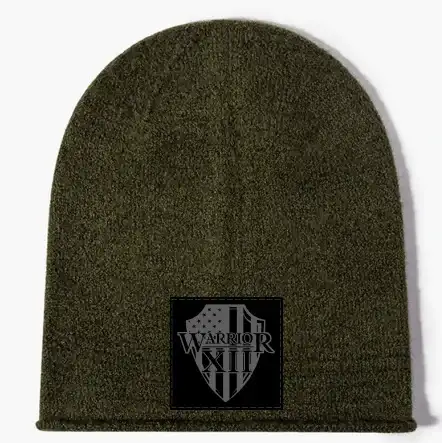 Image of Army Green Slouch Beanie - W12 Black Patch