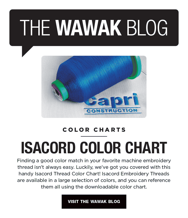 The WAWAK Blog. Color Charts: Isacord Color Chart. Visit The WAWAK Blog!