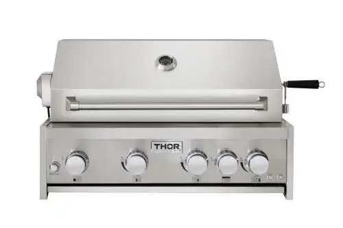 Image of Thor Kitchen MK04SS304 32 Inch 4-Burner Gas BBQ Grill with Rotisserie in Stainless Steel