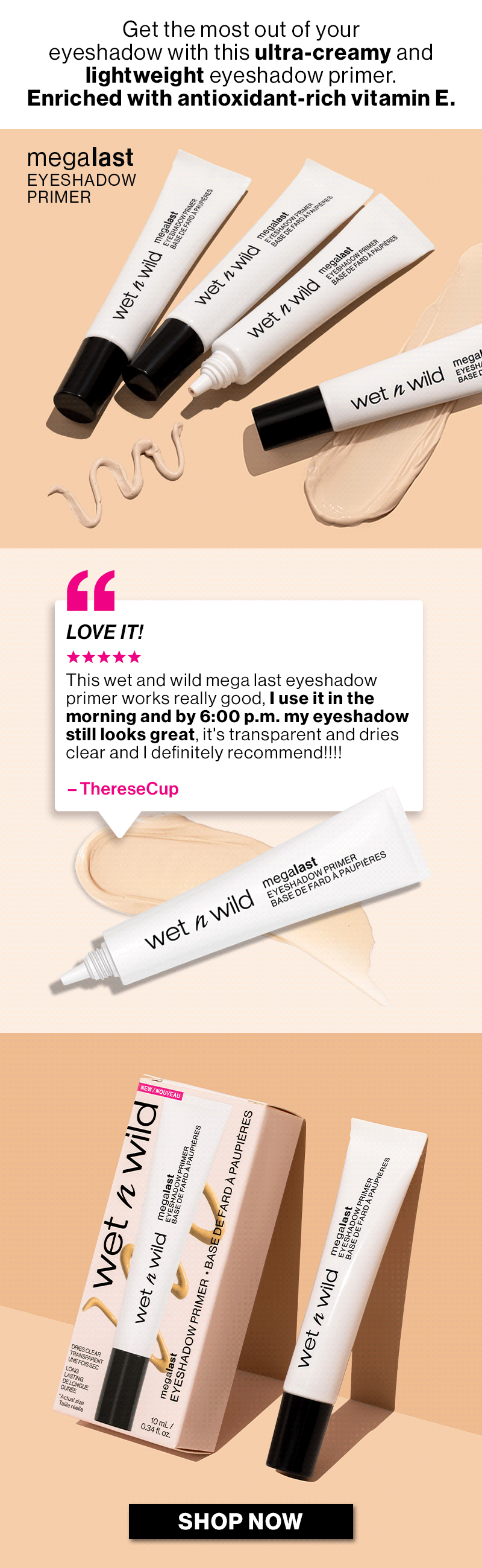 Get the most out of your eyeshadow with this ultra-creamy and lightweight eyeshadow primer. || Love it This wet and wild mega last eyeshadow primer works really good, I use it in the morning and by 6:00 p.m. my eyeshadow still looks great, it's transparent and dries clear and I definitely recommend!!!! -ThereseCup | shop now
