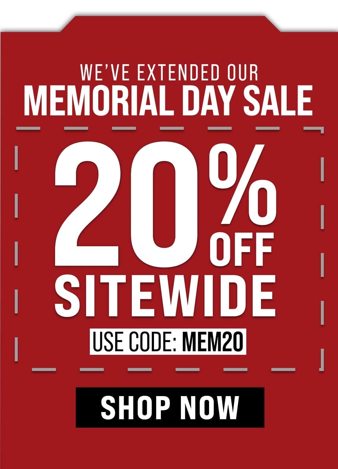 20% OFF Sitewide for a limited time