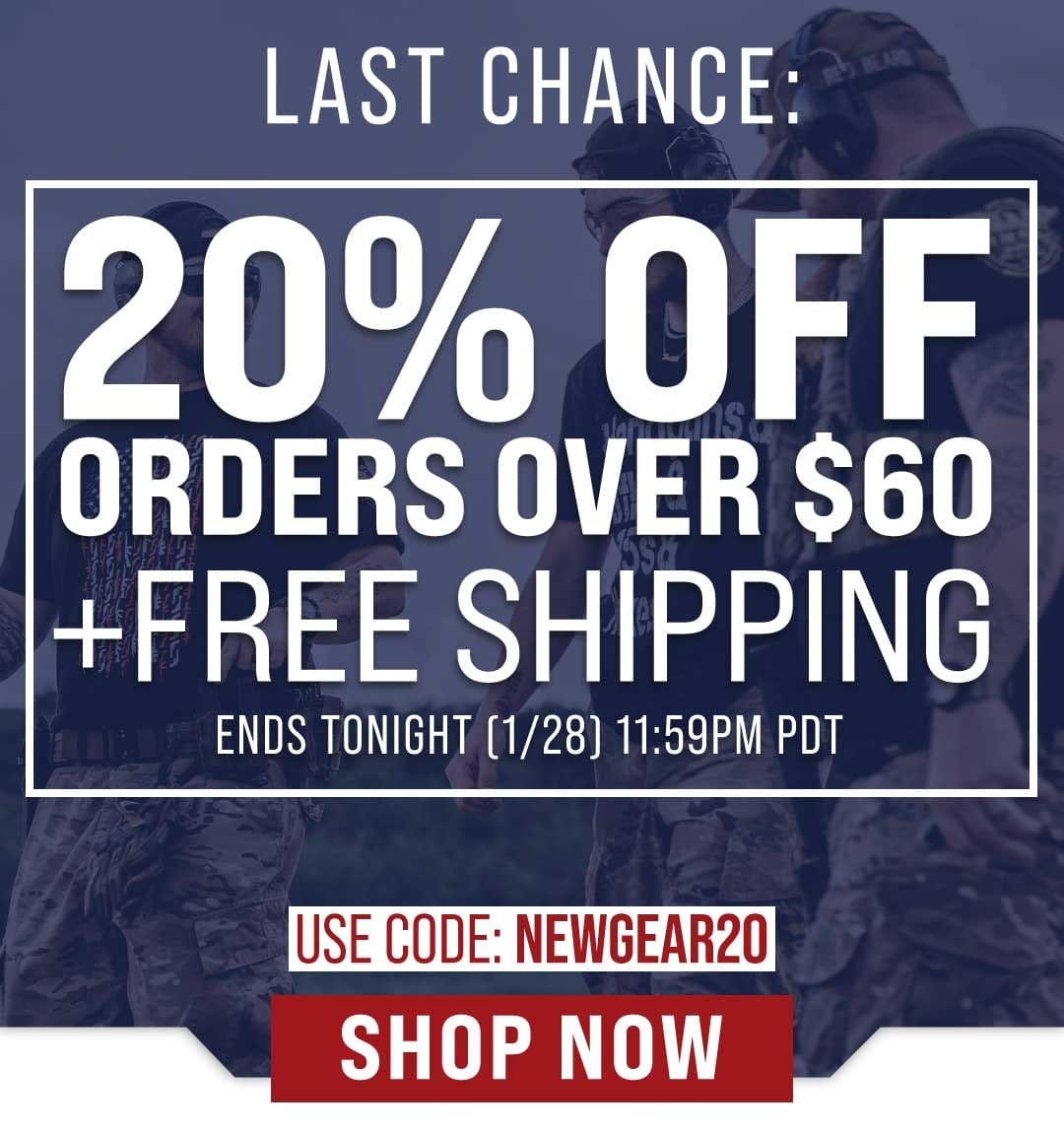 20% OFF + FREE Shipping on orders \\$60+ this weekend only