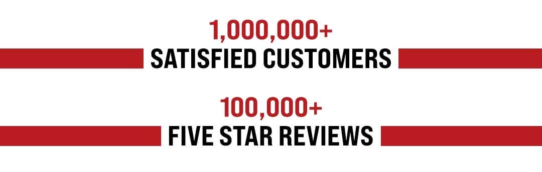 1 Million + Satisfied Customer. 100,000+ 5 Star Reviews